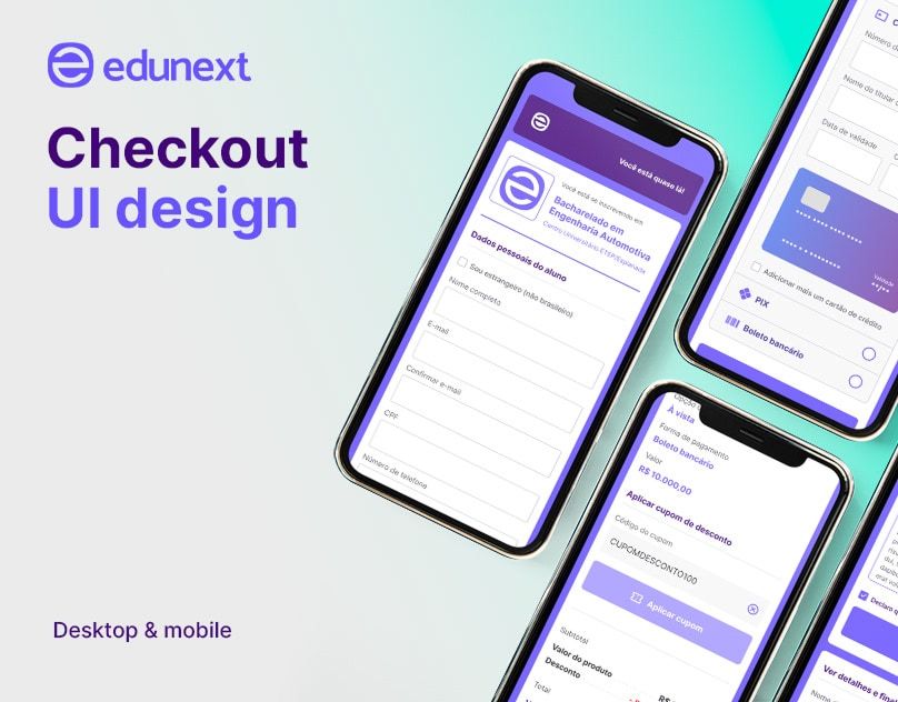Telas do checkout da edunext em celulares